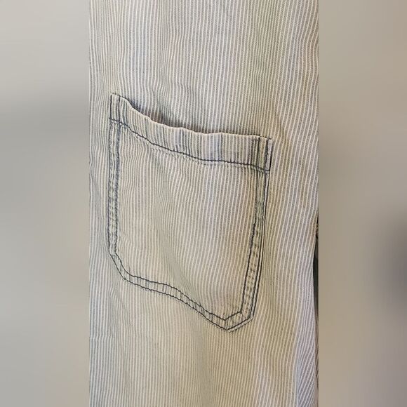 Mossimo Sypply Co Boyfriend Fit L Striped BlueWhite Lslv 100%Lyocell Women Shirt - Picture 8 of 8